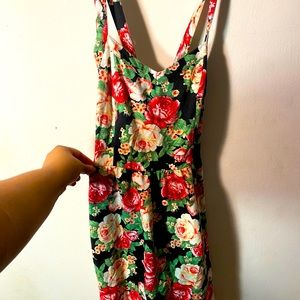 Floral flare dress with cross cross back
